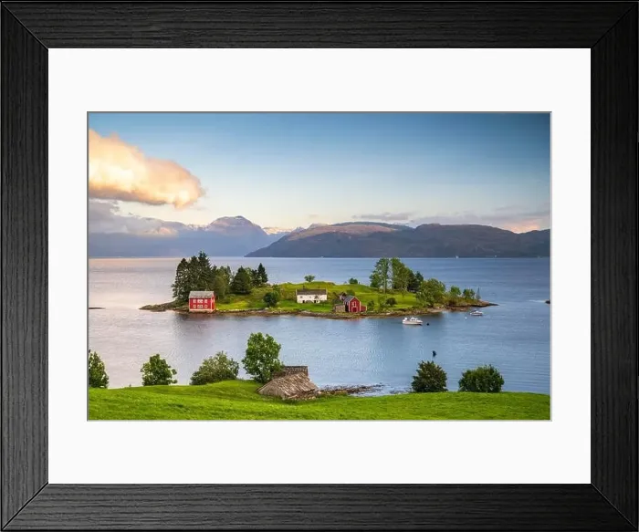 Framed Print : Omaholmen Island in Hardangerfjord, small island with colourful houses, Hardanger region, Vestland, Norway Framed Print : Omaholmen Island in Hardangerfjord, small island with colourful houses, Hardanger region, Vestland, Norway