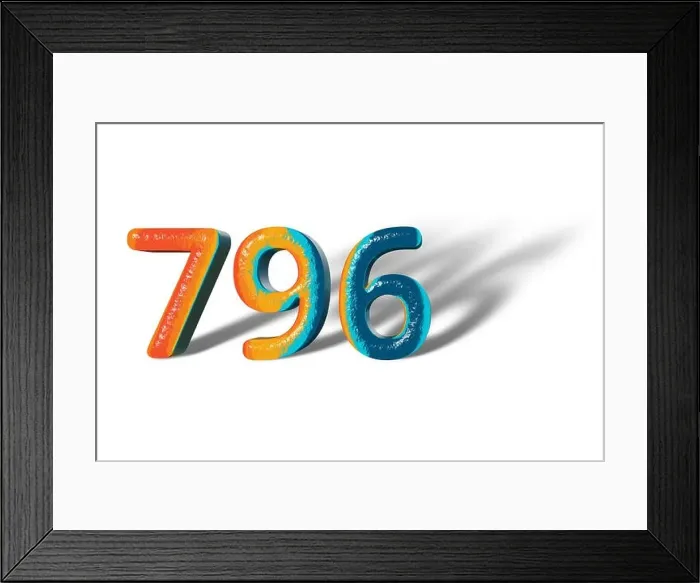 Framed Print : 3D Number 796 seven hundred ninety six lively colours Framed Print : 3D Number 796 seven hundred ninety six lively colours