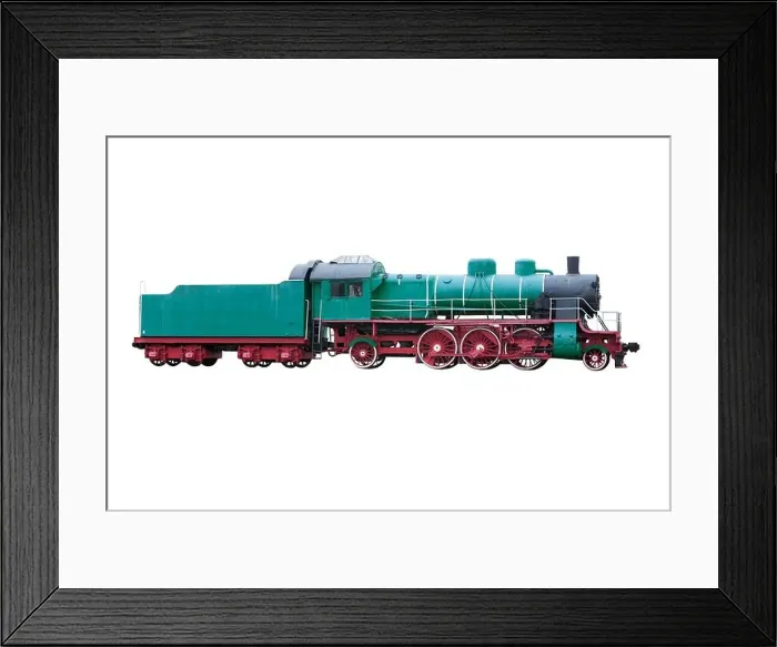 Framed Print : Old steam locomotive, side view (isolated) Framed Print : Old steam locomotive, side view (isolated)