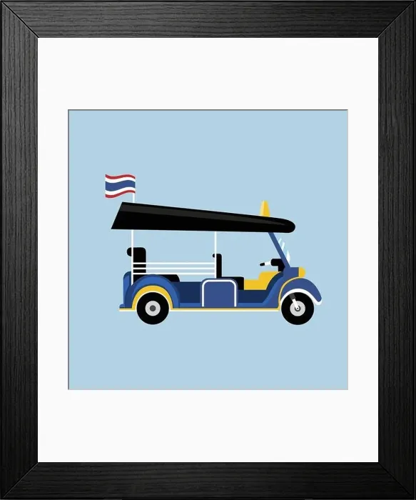 Framed Print : Flat Tuk tuk in Thailand vector with Thai flag and isolated background.Thai taxi vector Framed Print : Flat Tuk tuk in Thailand vector with Thai flag and isolated background.Thai taxi vector