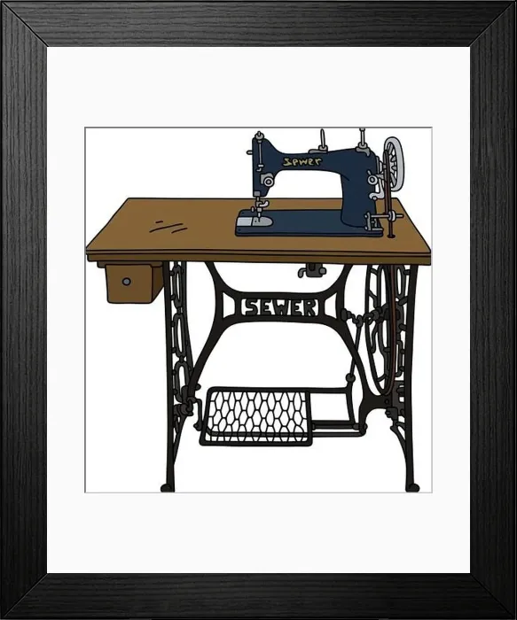 Framed Print : Hand drawing of a classic treadle sewing machine Framed Print : Hand drawing of a classic treadle sewing machine