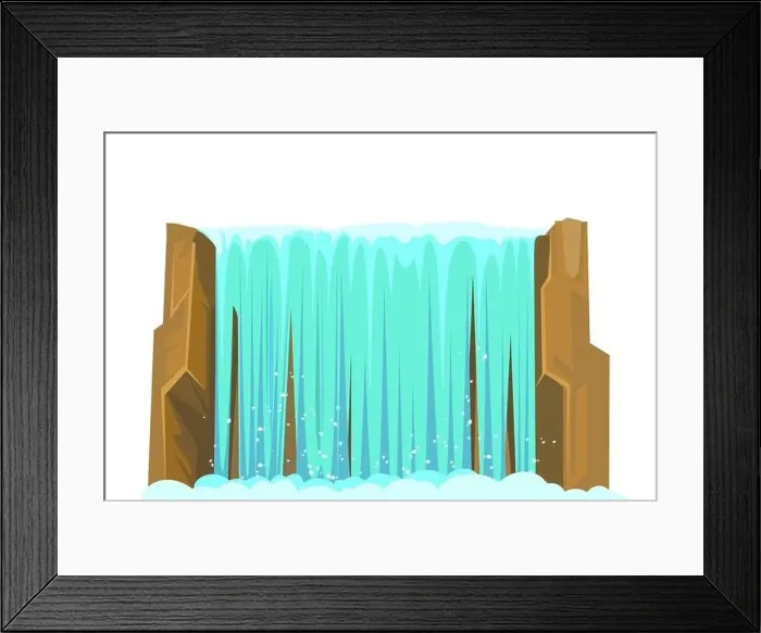 Framed Print : Waterfall among rocks. Cascade shimmers downward Framed Print : Waterfall among rocks. Cascade shimmers downward