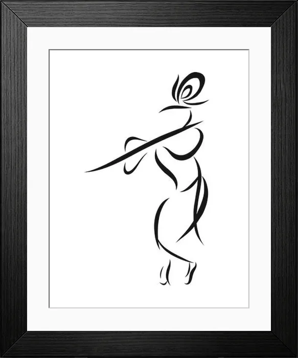 Framed Print : Vector illustration of lord Krishna with flute isolated on white background Framed Print : Vector illustration of lord Krishna with flute isolated on white background