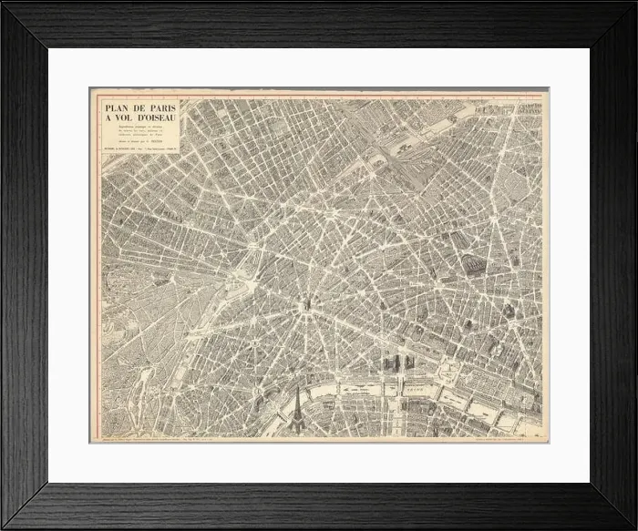 Framed Print : Peltier, Plan de Paris à vol d'oiseau - Sheet 1 - David Rumsey Framed Print : Peltier, Plan de Paris à vol d'oiseau - Sheet 1 - David Rumsey