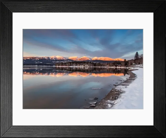 Framed Print : Big Mountain reflected in Whitefish Lake at sunset in winter in Whitefish, Montana, USA Framed Print : Big Mountain reflected in Whitefish Lake at sunset in winter in Whitefish, Montana, USA