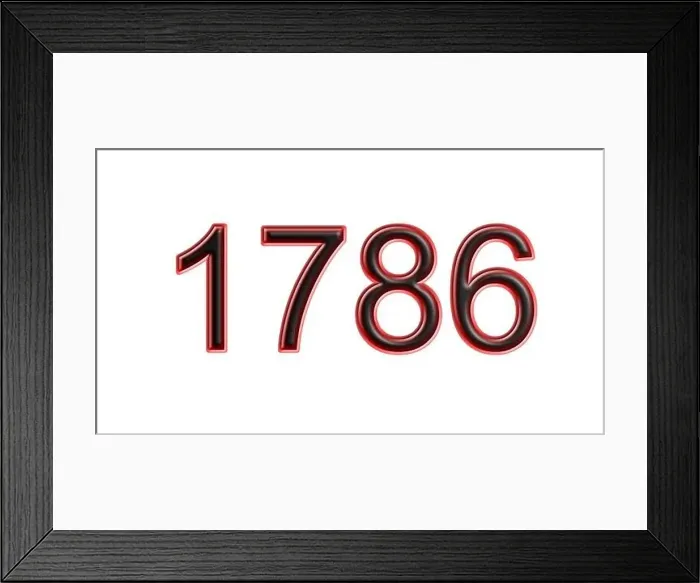 Framed Print : red 1786 number 3d effect white background Framed Print : red 1786 number 3d effect white background