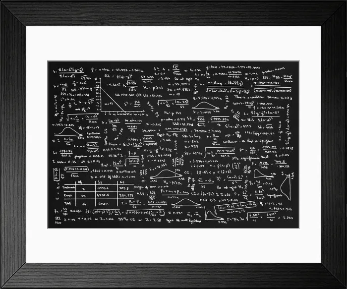 Framed Print : Maths blackboard with science formulas Framed Print : Maths blackboard with science formulas