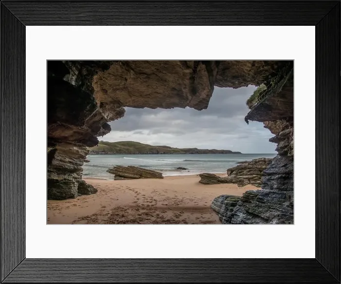 Framed Print : Cave on Strathy Beach in sutherland, scotland Framed Print : Cave on Strathy Beach in sutherland, scotland