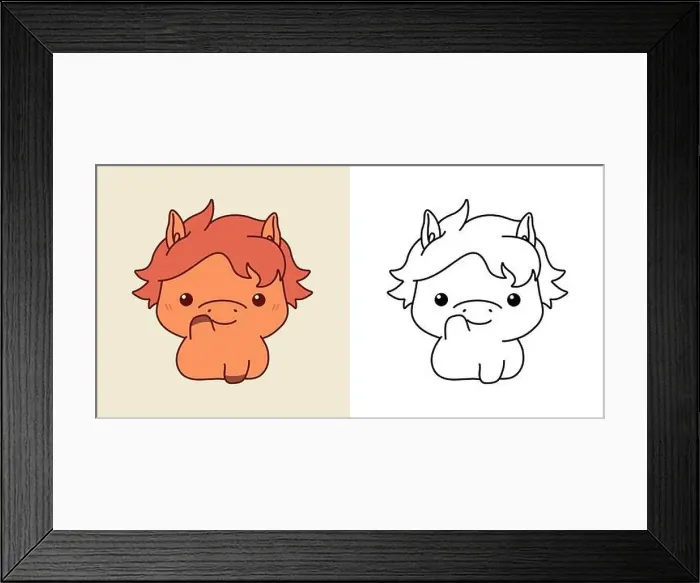 Framed Print : Kawaii Horse for Coloring Page and Illustration Framed Print : Kawaii Horse for Coloring Page and Illustration