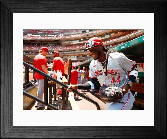 Framed Print : Elly De La Cruz #44 of the Cincinnati Reds takes the field prior to a game against the St Framed Print : Elly De La Cruz #44 of the Cincinnati Reds takes the field prior to a game against the St