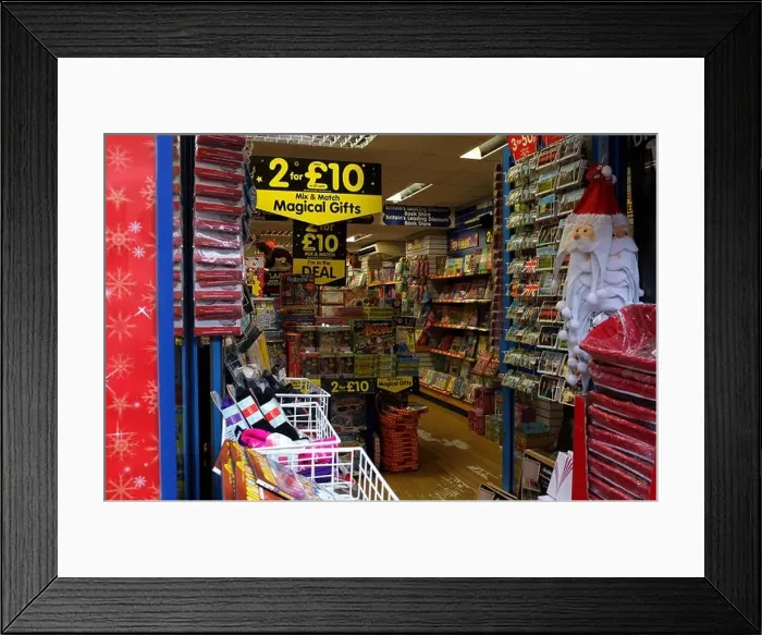 Framed Print : the works discount books shop in high street canterbury kent uk november 2015 Framed Print : the works discount books shop in high street canterbury kent uk november 2015