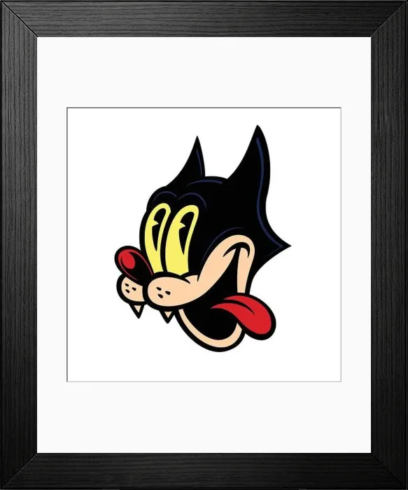 Framed Print : Vintage Toons: 30s style vintage cartoon character crazy cat smiling with tongue out Framed Print : Vintage Toons: 30s style vintage cartoon character crazy cat smiling with tongue out