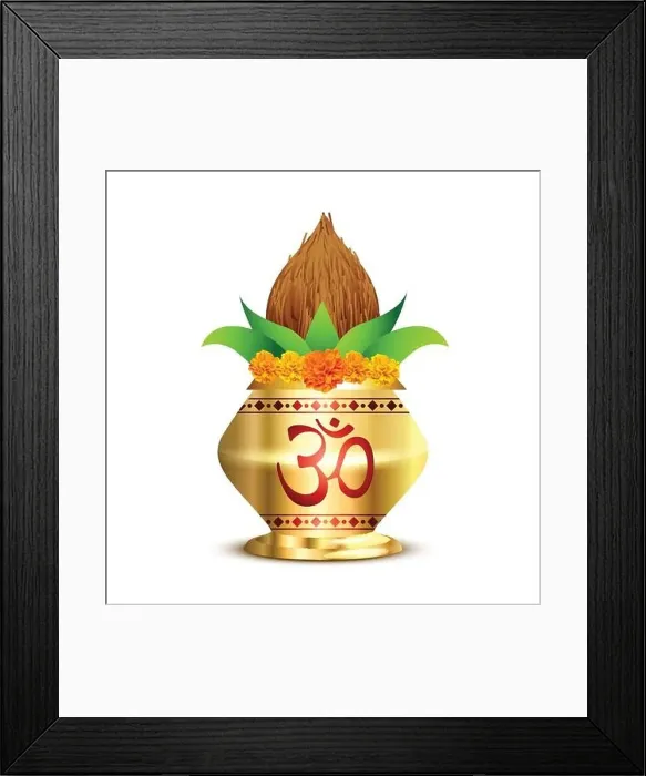Framed Print : pooja kalash with om symbol Framed Print : pooja kalash with om symbol