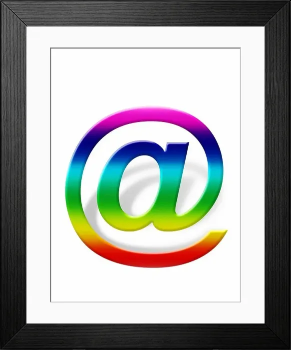Framed Print : At sign, symbol casting a shadow, graphic Framed Print : At sign, symbol casting a shadow, graphic