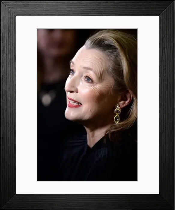 Framed Print : Lesley Manville arriving for the London Critics Circle Film Awards at the May Fair Hotel, in London Framed Print : Lesley Manville arriving for the London Critics Circle Film Awards at the May Fair Hotel, in London