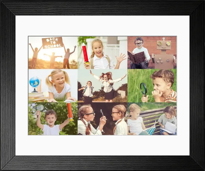Framed Print : Collage of happy children playing outdoors at the day time. Concept of science and education Framed Print : Collage of happy children playing outdoors at the day time. Concept of science and education