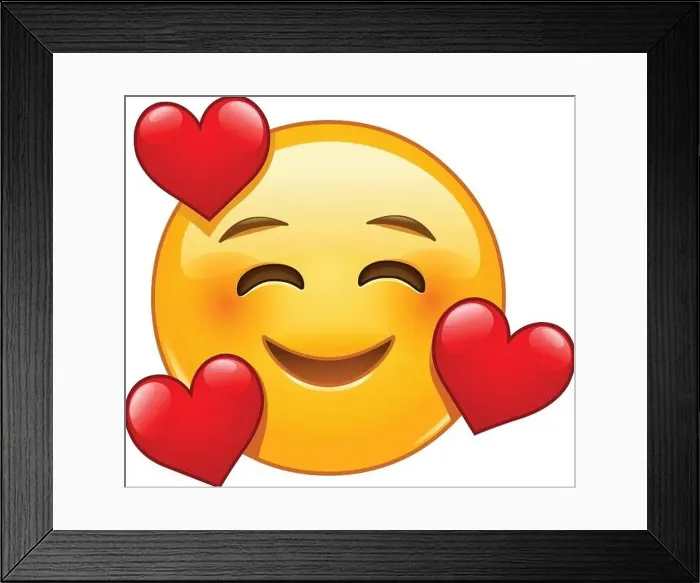 Framed Print : Smiling face with three hearts emoji emoticon Framed Print : Smiling face with three hearts emoji emoticon