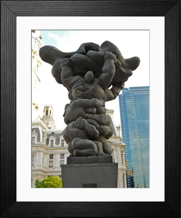 Framed Print : Jacques Lipchitz sculpture with Philadelphia City Hall in the background. Dedicated 1976 as part of the USA bicentenial Framed Print : Jacques Lipchitz sculpture with Philadelphia City Hall in the background. Dedicated 1976 as part of the USA bicentenial