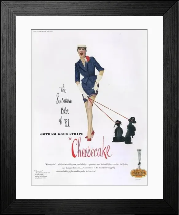 Framed Print : 1951 Gotham Gold Stripe Cheesecake Stockings Ad Framed Print : 1951 Gotham Gold Stripe Cheesecake Stockings Ad