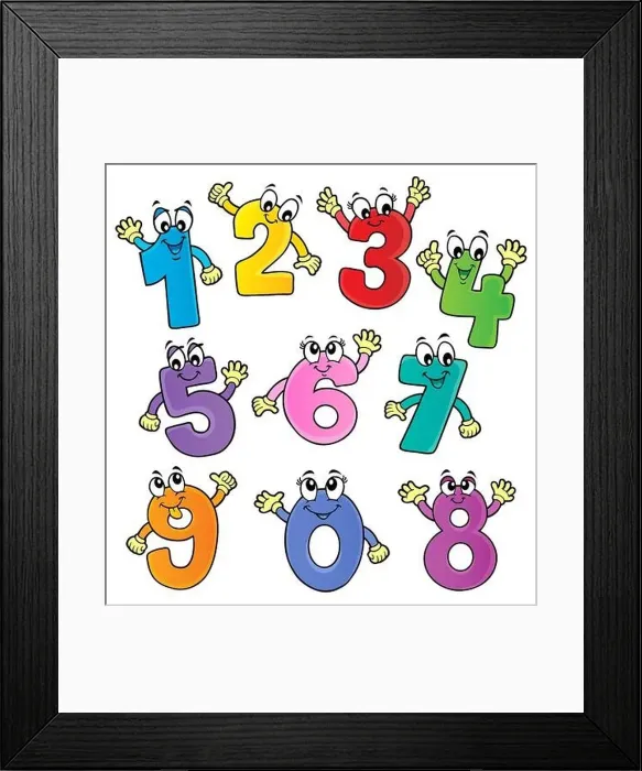 Framed Print : Cartoon numbers theme set 2 - picture illustration Framed Print : Cartoon numbers theme set 2 - picture illustration