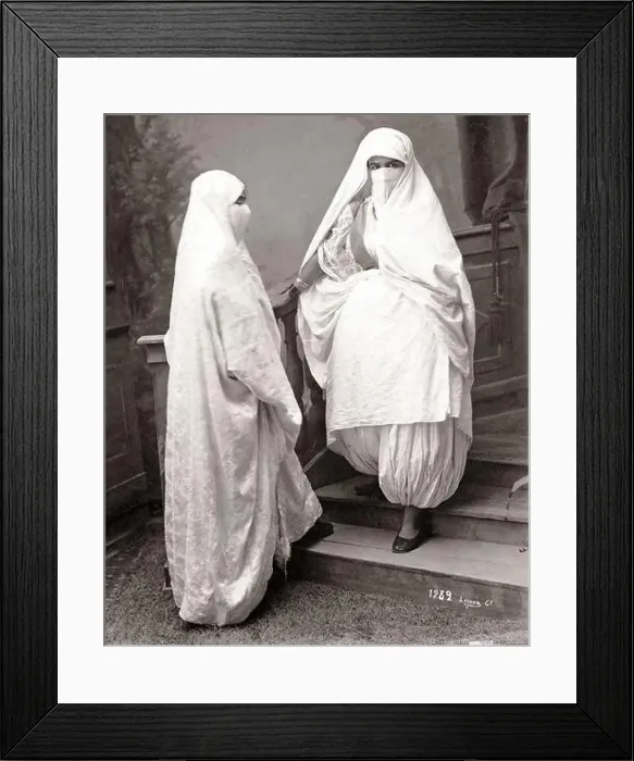 Framed Print : Late 19th century photograph - Veiled Women, Algeria Framed Print : Late 19th century photograph - Veiled Women, Algeria