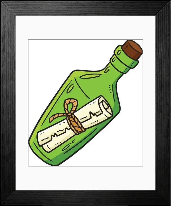 Framed Print : Message in a Bottle Cartoon Colored Clipart Framed Print : Message in a Bottle Cartoon Colored Clipart