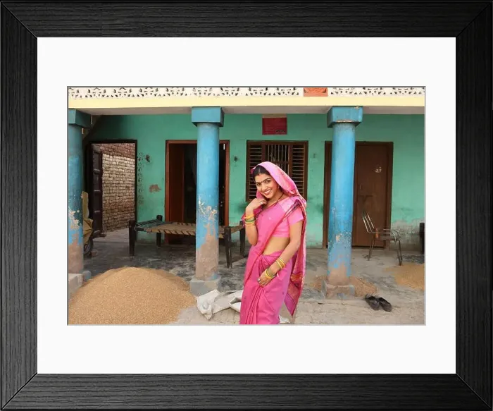 Framed Print : Rural woman standing and smiling Framed Print : Rural woman standing and smiling