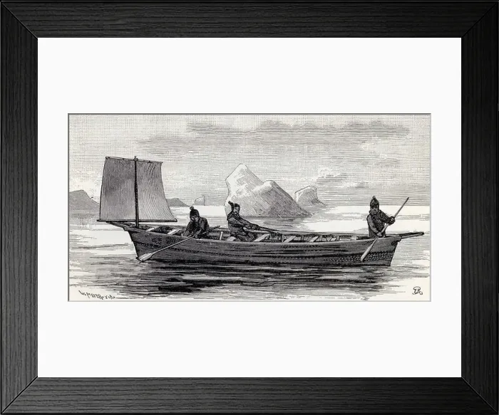 Framed Print : The umiak, umiaq, umiac, oomiac or oomiak is a type of boat used by Eskimo people. Its name means woman's boat Framed Print : The umiak, umiaq, umiac, oomiac or oomiak is a type of boat used by Eskimo people. Its name means woman's boat