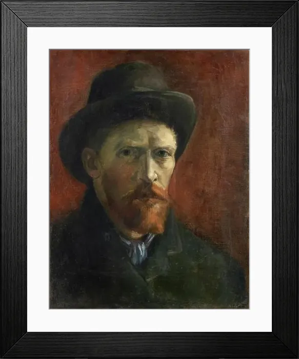 Framed Print : Vincent van Gogh – Self-Portrait with Dark Felt Hat (1886) famous painting Framed Print : Vincent van Gogh – Self-Portrait with Dark Felt Hat (1886) famous painting