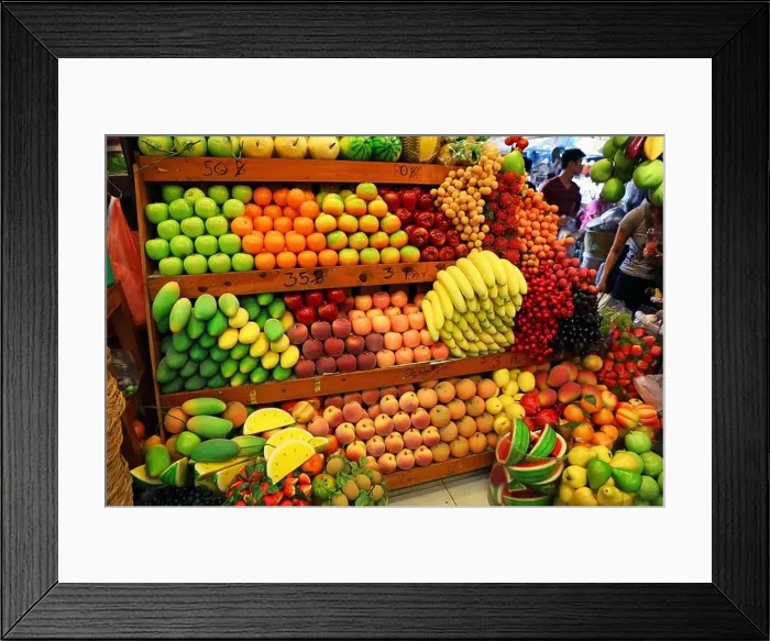 Framed Print : Fresh fruit and vegetables stall at Chatuchak Weekend Market, the largest market in Thailand, Bangkok, Thailand Framed Print : Fresh fruit and vegetables stall at Chatuchak Weekend Market, the largest market in Thailand, Bangkok, Thailand