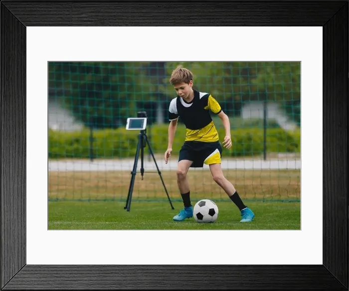Framed Print : New technology on soccer training Framed Print : New technology on soccer training