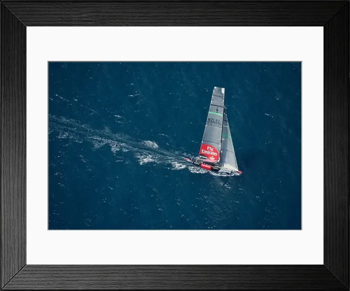 Framed Print : 32nd America's Cup challenger Emirates Team New Zealand sails along the Spain's Mediterranean coast of Valencia Framed Print : 32nd America's Cup challenger Emirates Team New Zealand sails along the Spain's Mediterranean coast of Valencia