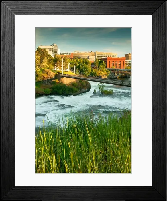 Framed Print : The waterfalls along the Spokane River and Riverfront Park downtown Spokane Washington Framed Print : The waterfalls along the Spokane River and Riverfront Park downtown Spokane Washington