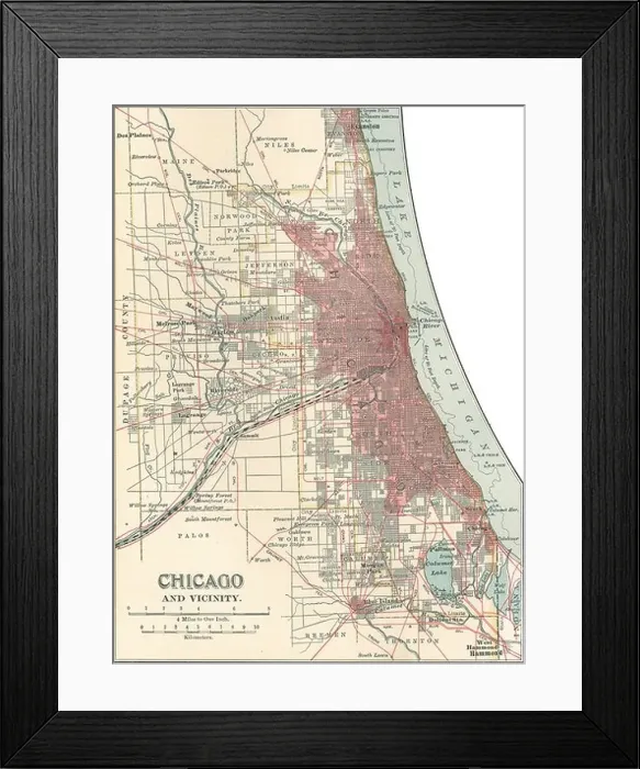 Framed Print : Map of Chicago
