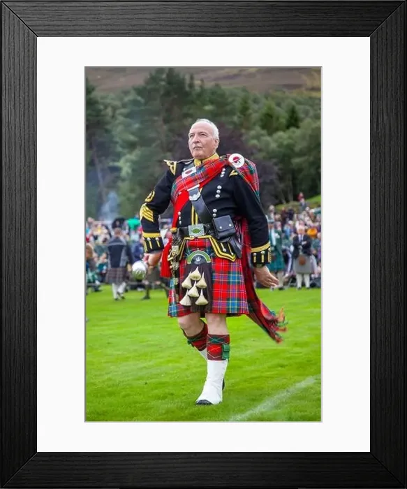Framed Print : Scottish pipe band Drum Major in Highland Dress at Braemar Highland Games, Scotland, UK Framed Print : Scottish pipe band Drum Major in Highland Dress at Braemar Highland Games, Scotland, UK
