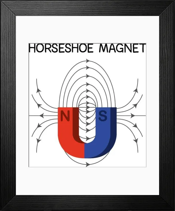 Framed Print : Horseshoe magnet diagram for education illustration Framed Print : Horseshoe magnet diagram for education illustration