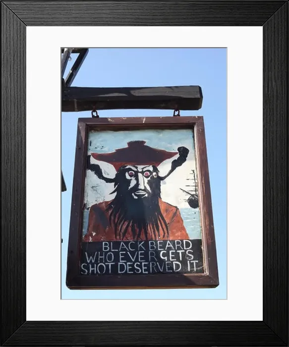 Framed Print : Fun Black Beard painted wooden sign on the Stade, Hastings, East Sussex Framed Print : Fun Black Beard painted wooden sign on the Stade, Hastings, East Sussex
