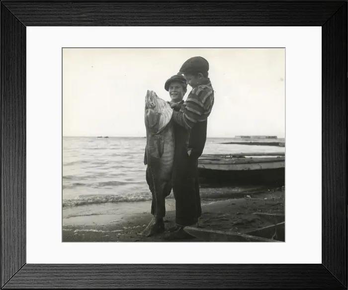 Framed Print : Hooking a big cod fish near Gascons, Quebec (17080683402) Framed Print : Hooking a big cod fish near Gascons, Quebec (17080683402)