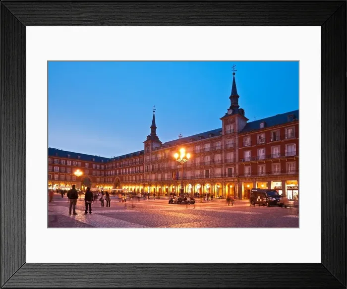 Framed Print : The Plaza Mayor at night, in the centre of Madrid, Spain Framed Print : The Plaza Mayor at night, in the centre of Madrid, Spain