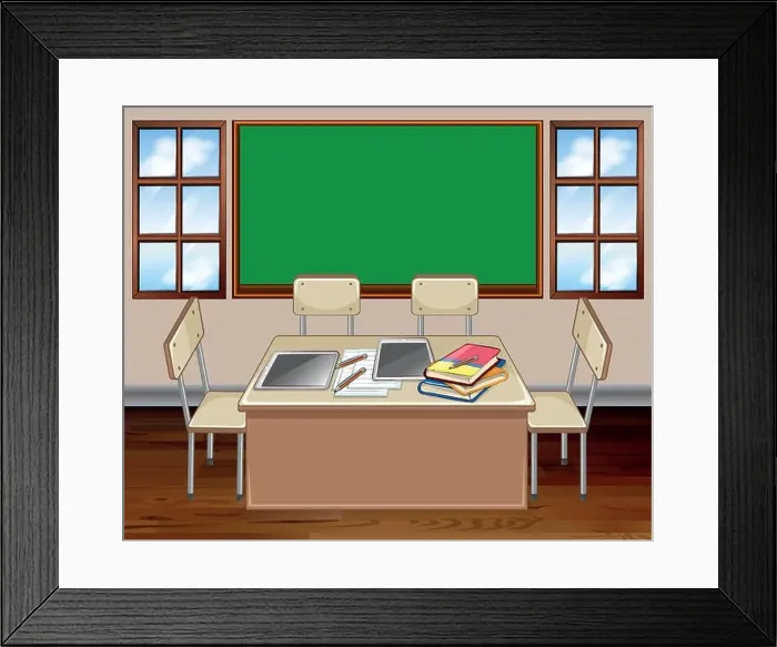 Framed Print : Classroom with table and chair Framed Print : Classroom with table and chair