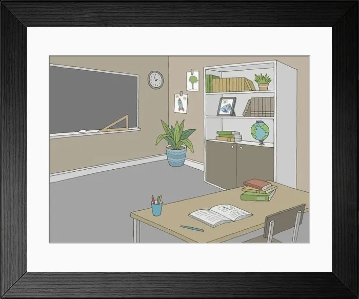 Framed Print : Classroom graphic color interior sketch illustration vector Framed Print : Classroom graphic color interior sketch illustration vector