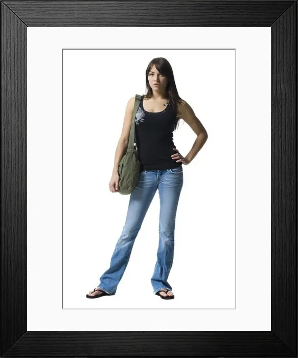 Framed Print : Young woman holding a bag Framed Print : Young woman holding a bag