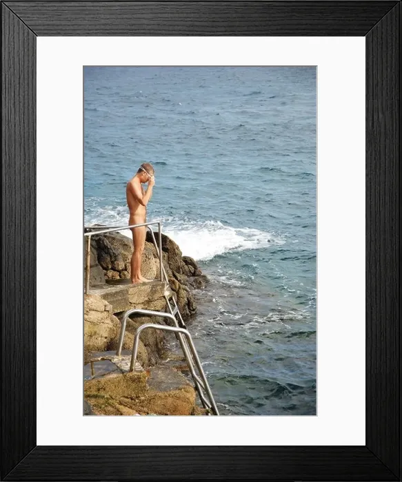 Framed Print : Nudist man about to swim in the sea. Charco del Palo. Lanzarote island. Canary Islands. Spain Framed Print : Nudist man about to swim in the sea. Charco del Palo. Lanzarote island. Canary Islands. Spain