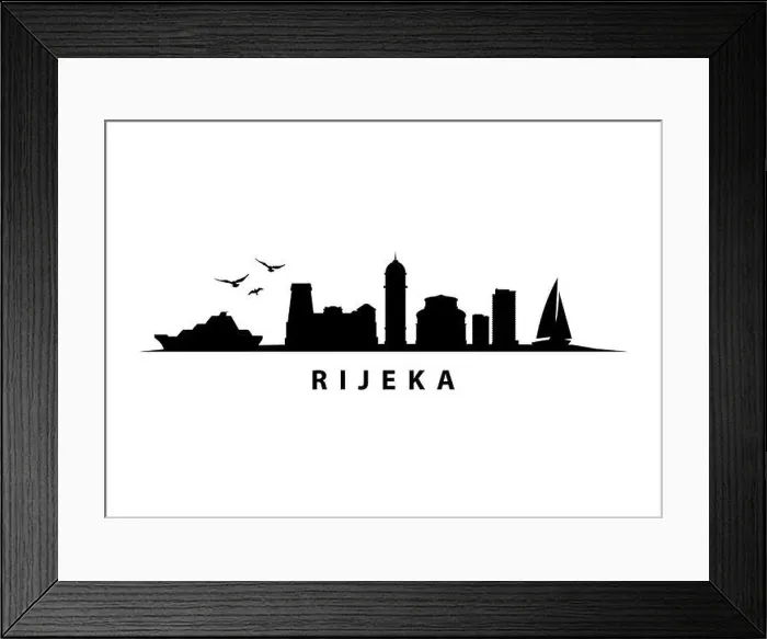 Framed Print : Rijeka Croatia City Skyline Landscape Black Shape SIlhouette Vector Graphic Framed Print : Rijeka Croatia City Skyline Landscape Black Shape SIlhouette Vector Graphic