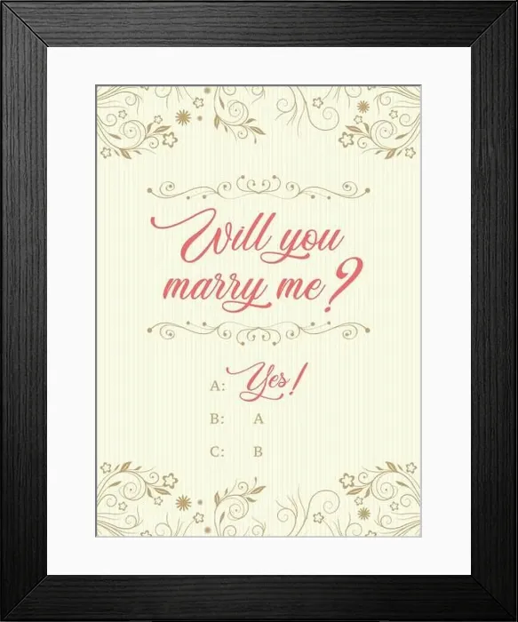 Framed Print : Hand drawn vector brush lettering Will You Marry Me? Isolated quote on pink gradient background Framed Print : Hand drawn vector brush lettering Will You Marry Me? Isolated quote on pink gradient background