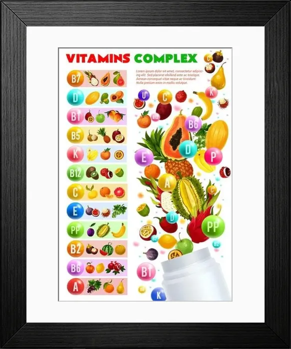 Framed Print : Vitamins and minerals complex, vegetarian food Framed Print : Vitamins and minerals complex, vegetarian food