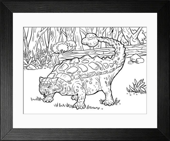 Framed Print : Herbivorous dinosaur - Ankylosaurus. Dino cartoon. Coloring book template Framed Print : Herbivorous dinosaur - Ankylosaurus. Dino cartoon. Coloring book template