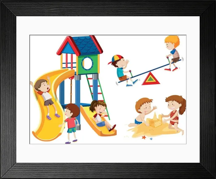 Framed Print : Kids playing at playground Framed Print : Kids playing at playground