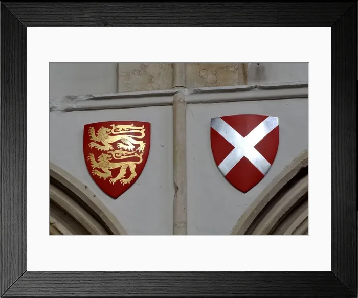 Framed Print : Arms of Fotheringhay College, left, and Cecily Neville right Framed Print : Arms of Fotheringhay College, left, and Cecily Neville right