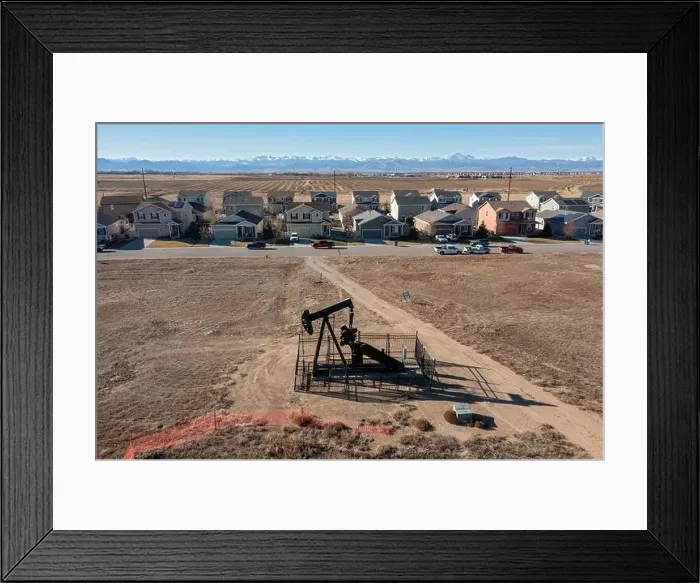 Framed Print : Frederick, Colorado - An oil well near a housing subdivision on Colorado's front range Framed Print : Frederick, Colorado - An oil well near a housing subdivision on Colorado's front range